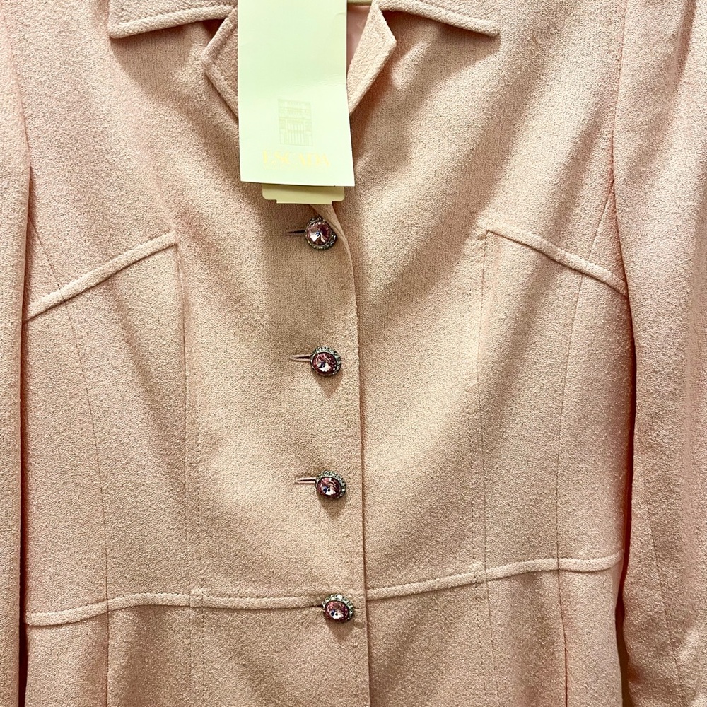Escada Elegant Pink Women's Pea Coat with Pink Jewel Buttons